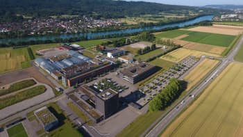 Aerial view of Syngenta soil research center, Stein, Switzerland.