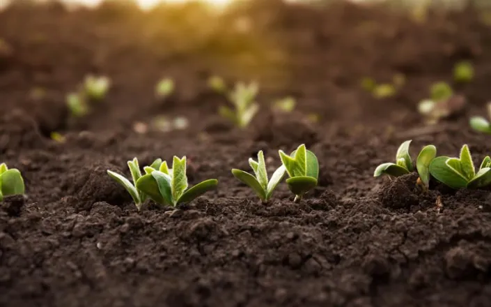 Young soybean crops during the period of active growth